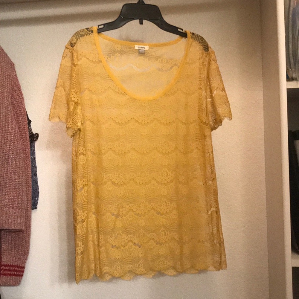 Mustard Fossil Lace Top